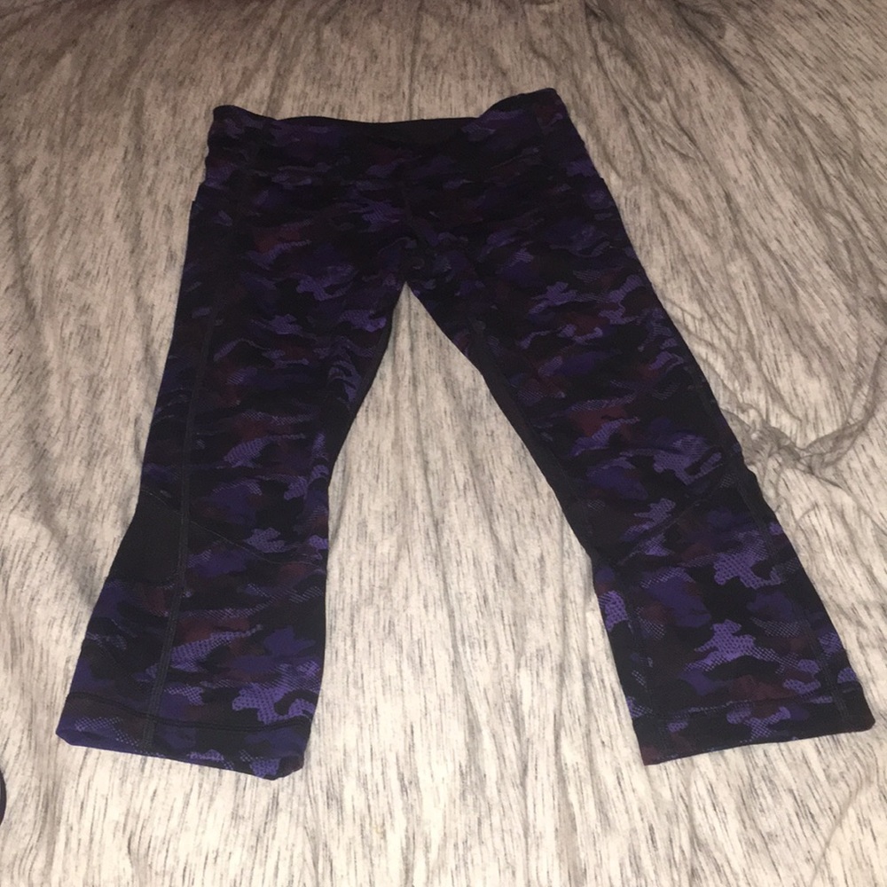 Lulu Lemon Purple Camo Semi-cropped Leggings